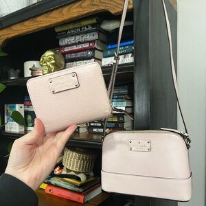 Kate Spade Small Pink Crossbody Purse and Matching Wallet